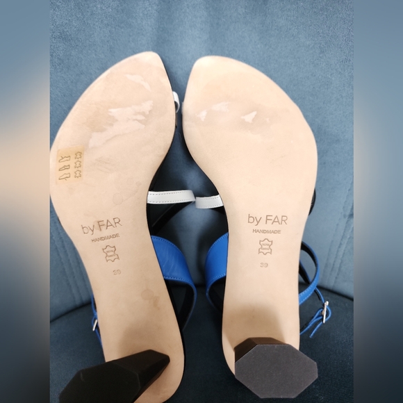 Brigette Marin Blue, White and Black Leather Sandals - Picture 10 of 16